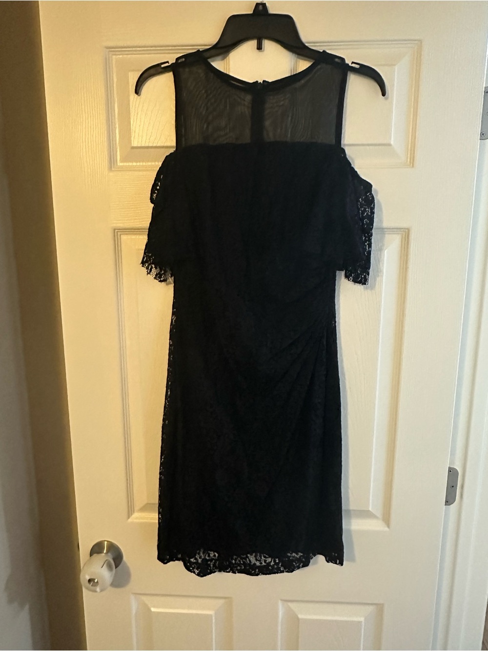 Chaps Black Lace Cold-Shoulder Dress